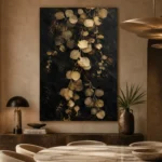 Golden Eucalyptus Botanical Black & Gold Wall Art Canvas Print - Image 7