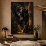 Golden-Eyed Panther Black & Gold Wall Art Canvas Print - Image 7