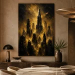 Golden Metropolis Skyline Black & Gold Wall Art Canvas Print - Image 7