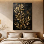 Golden Olive Branch Botanical Black & Gold Wall Art Canvas Print - Image 8