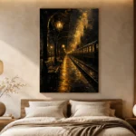 Midnight Rail Station Black & Gold Wall Art Canvas Print - Image 8
