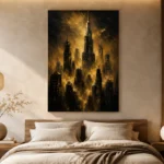 Golden Metropolis Skyline Black & Gold Wall Art Canvas Print - Image 8