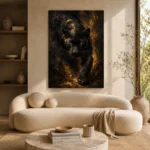 Golden-Eyed Panther Black & Gold Wall Art Canvas Print - Image 9