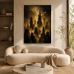 Golden Metropolis Skyline Black & Gold Wall Art Canvas Print - Image 9