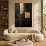 Gilded Geometry Blocks Black & Gold Wall Art Canvas Print - Image 9