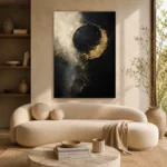 Golden Eclipse Black & Gold Wall Art Canvas Print - Image 9