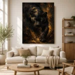 Golden-Eyed Panther Black & Gold Wall Art Canvas Print - Image 10