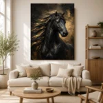Black Stallion Black & Gold Wall Art Canvas Print - Image 10