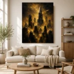 Golden Metropolis Skyline Black & Gold Wall Art Canvas Print - Image 10