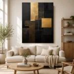 Gilded Geometry Blocks Black & Gold Wall Art Canvas Print - Image 10