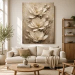 Three Ivory Blossoms Magnolia Wall Art Canvas Print - Image 10