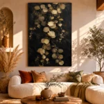 Golden Eucalyptus Botanical Black & Gold Wall Art Canvas Print - Image 10