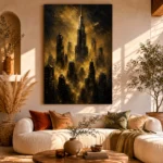 Golden Metropolis Skyline Black & Gold Wall Art Canvas Print - Image 11