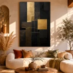 Gilded Geometry Blocks Black & Gold Wall Art Canvas Print - Image 11