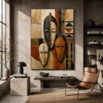 African Masks Ethnic Wall Art Canvas Print - Image 3