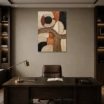 Woven Textile Relief African Inspired Wall Art Canvas Print displayed in a contemporary gallery-inspired room
