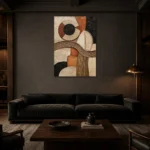 Woven Textile Relief African Inspired Wall Art Canvas Print shown in a warm modern interior
