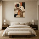 Woven Textile Relief African Inspired Wall Art Canvas Print showcased in an elegant minimalist interior