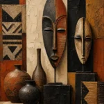 Terracotta & Ivory African Inspired Wall Art Canvas Print