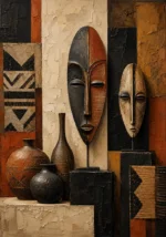 Terracotta & Ivory African Inspired Wall Art Canvas Print