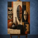 Terracotta & Ivory African Inspired Wall Art Canvas Print - Image 2