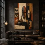Terracotta & Ivory African Inspired Wall Art Canvas Print - Image 5