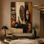 Terracotta & Ivory African Inspired Wall Art Canvas Print - Image 7