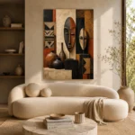 Terracotta & Ivory African Inspired Wall Art Canvas Print - Image 9