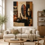 Terracotta & Ivory African Inspired Wall Art Canvas Print - Image 10
