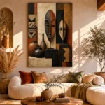 Terracotta & Ivory African Inspired Wall Art Canvas Print - Image 11