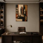 Terracotta & Ivory African Inspired Wall Art Canvas Print displayed in a contemporary gallery-inspired room