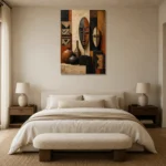 Terracotta & Ivory African Inspired Wall Art Canvas Print showcased in an elegant minimalist interior
