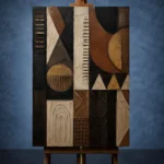 Charcoal & Muted Gold African Inspired Wall Art Canvas Print - Image 2