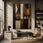 Charcoal & Muted Gold African Inspired Wall Art Canvas Print - Image 3