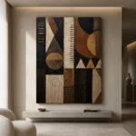 Charcoal & Muted Gold African Inspired Wall Art Canvas Print - Image 4