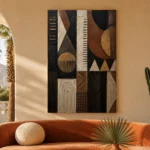 Charcoal & Muted Gold African Inspired Wall Art Canvas Print - Image 6
