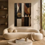 Charcoal & Muted Gold African Inspired Wall Art Canvas Print - Image 9