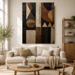 Charcoal & Muted Gold African Inspired Wall Art Canvas Print - Image 10