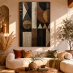 Charcoal & Muted Gold African Inspired Wall Art Canvas Print - Image 11