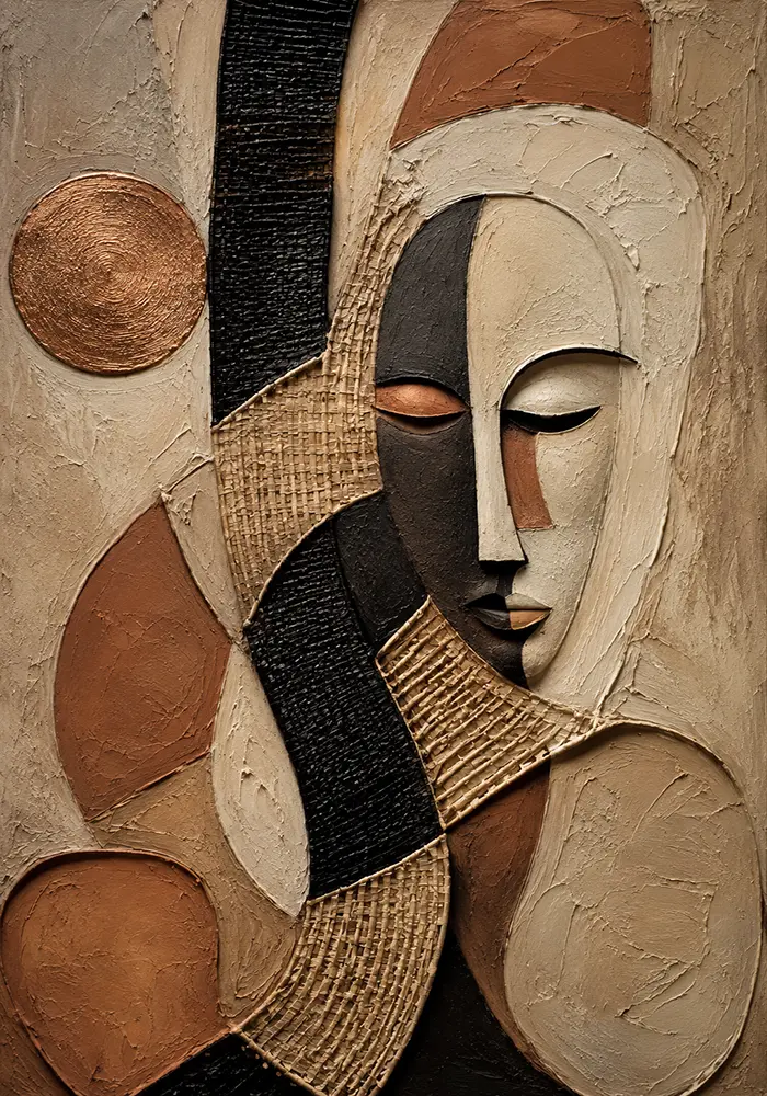 Sunbaked Clay & Ivory African Inspired Wall Art Canvas Print
