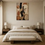 Sunbaked Clay & Ivory African Inspired Wall Art Canvas Print showcased in an elegant minimalist interior