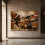 Muted Umber & Ivory African Inspired Wall Art Canvas Print - Image 6
