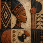 Charcoal & Bronze Terracotta African Inspired Wall Art Canvas Print