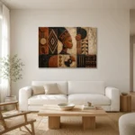 Charcoal & Bronze Terracotta African Inspired Wall Art Canvas Print styled in a refined neutral interior