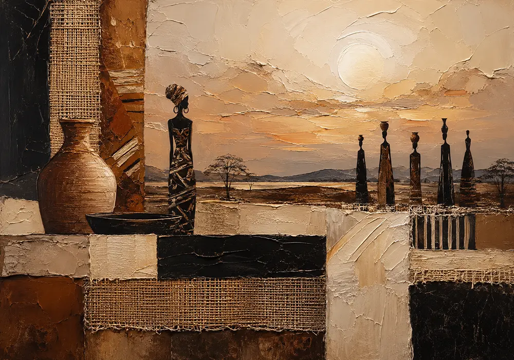 Soft Ochre & Clay African Inspired Wall Art Canvas Print