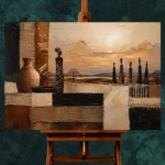 Soft Ochre & Clay African Inspired Wall Art Canvas Print - Image 2