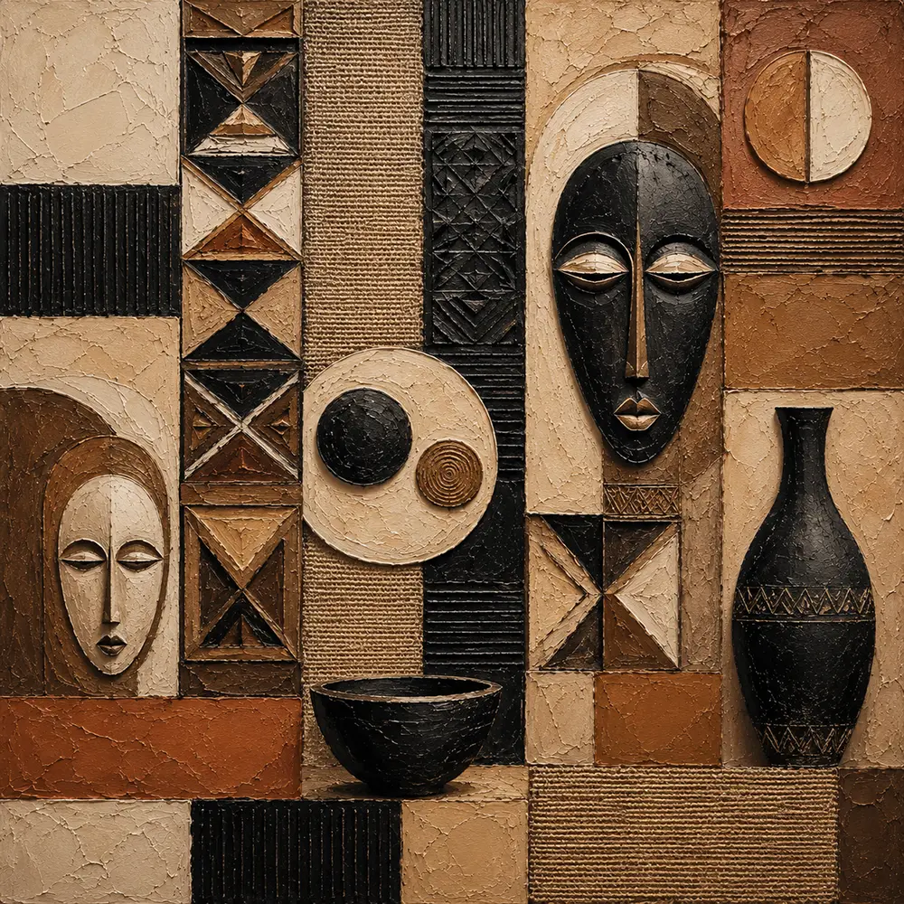 Clay, Ebony & Ivory African Inspired Wall Art Canvas Print
