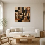 Clay, Ebony & Ivory African Inspired Wall Art Canvas Print styled in a refined neutral interior
