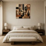 Clay, Ebony & Ivory African Inspired Wall Art Canvas Print showcased in an elegant minimalist interior