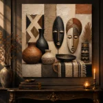 Ivory, Clay & Terracotta African Inspired Wall Art Canvas Print - Image 2